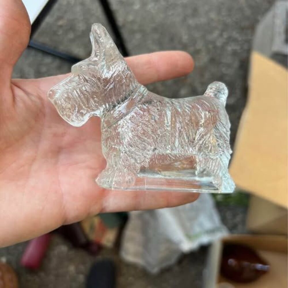 Vintage Clear Glass Scottish Terrier Scottie Dog Figurine